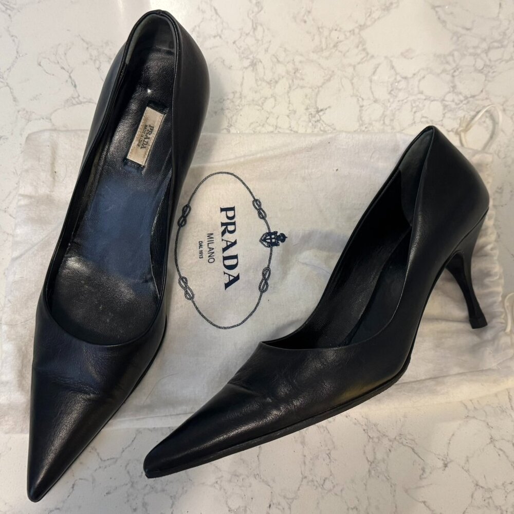 Prada Black Nappa Vitello leather pump